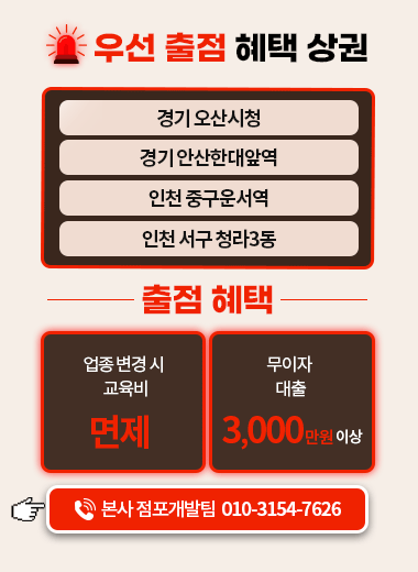 우선 출점 혜택 상권 본사 점포개발팀 010-3154-7626